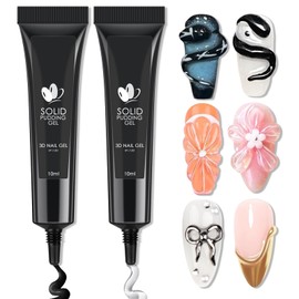 Freeorr 2PCS 3D Nail Gel, 3-in-1 Clear and Black Sculpting Glue for Nail Art DIY Charms and Gems, Sculpture and Decoration, No Wipe Sculpture Nail Art Gel-10ml