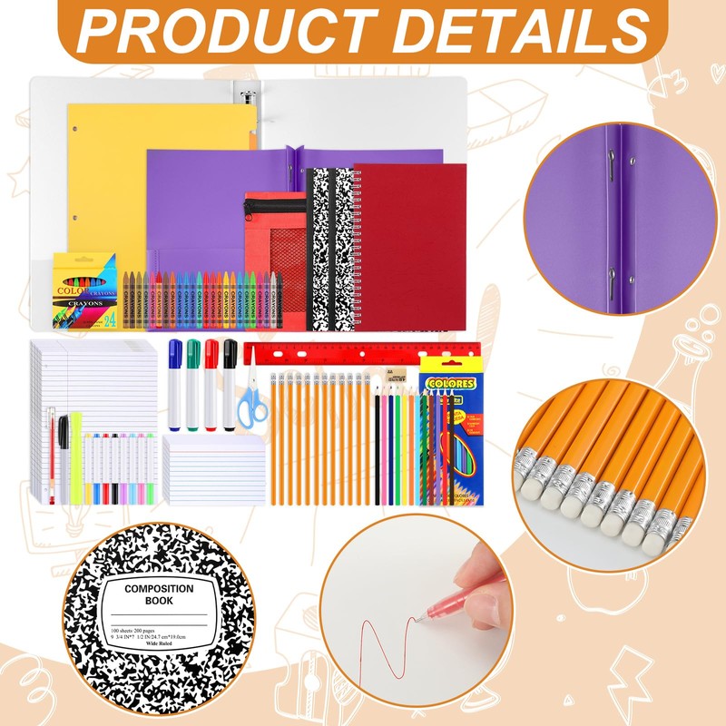 AmazingSpark 80 Piece School Supply Kit for Second and Third