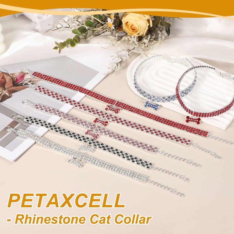 PETAXCELL Rhinestone Cat Collar, Bling Dog Basic Collars Adjustable Sparkling