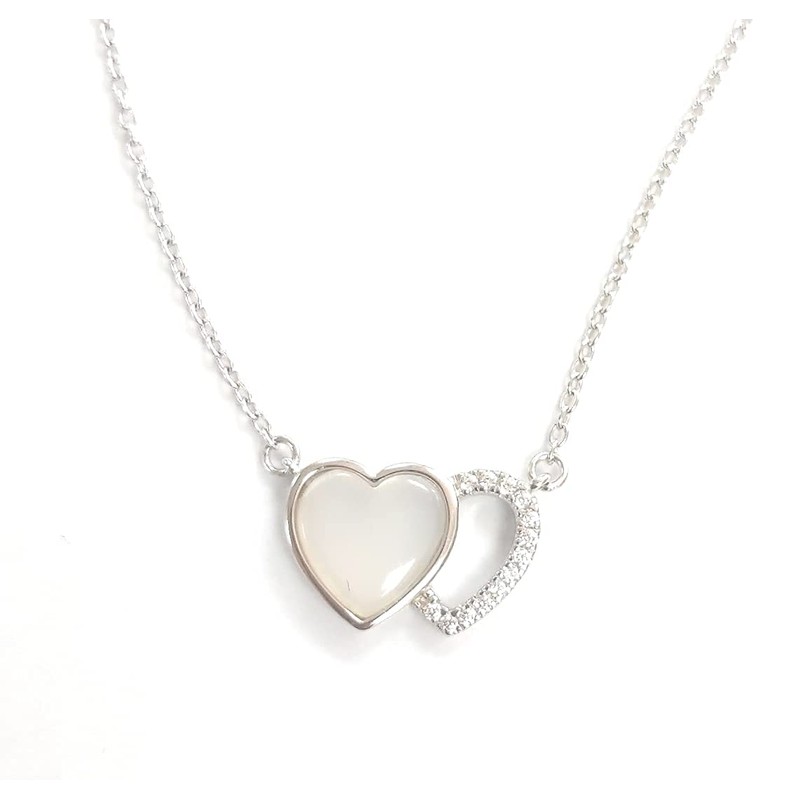 Avnis Collar con forma de corazón de piedras lunares, plata