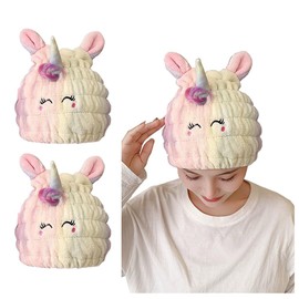 NAWPHEKI Animal Hair Drying Towel Cap for Kids, 2Pcs Cute Unicorn Microfiber Bath Dry Hair Wrap, Absorbent Quick Girls Boys Hair Drying Towel, Suck Water Hat Headscarf for Wet Hair