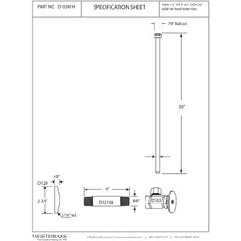 Westbrass Flat Head Toilet Kit with Round Handles, 1/2" IPS x 3/8" OD x 20", Polished Brass, D103KFH-01