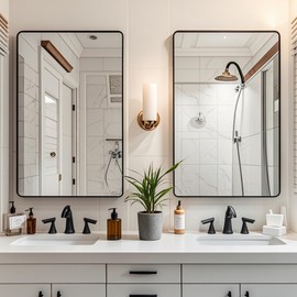 24x36 Black Bathroom Mirrors for Over Sink, Rectangle Mirror, Black Frame Wall Mirrors, Bathroom Vanity Mirror, Modern Rectangular Mirror, Framed Shatter Proof Mirror for Restroom Dresser Fireplace