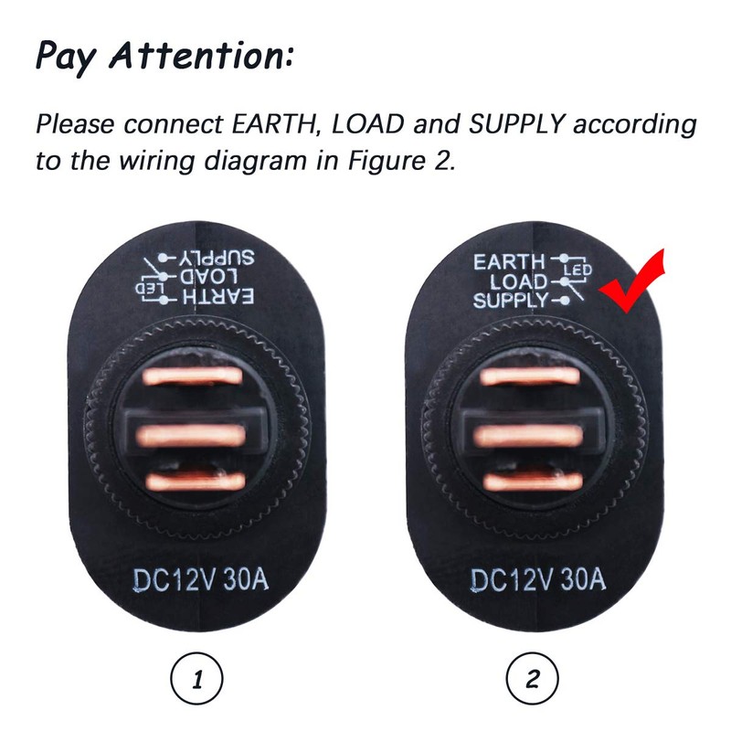 mxuteuk 4pcs 12V 30A Blue LED On-Off Rocker Switch Waterproof