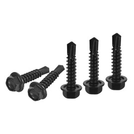 DTGN #14x1" Hex Washer Head Self Drilling Screws - 25Pack - Good for Machine - 410 Stainless Steel Black Oxide - Self Tapping Sheet Metal Screws