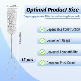 12 Pack Tire Lube Brush Applicator Swabs 11.8 Inches Extra Long Handle Tire Lubricant Applicator for Changing Tires