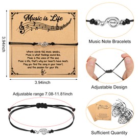Tondiamo 24 Sets Music Note Bracelets with Music Greeting Cards Christmas Gifts for Music Lovers Music Charm Bracelets Musical Accessories for Music Stuff Music Lover Jewelry Gifts Music Party Favors