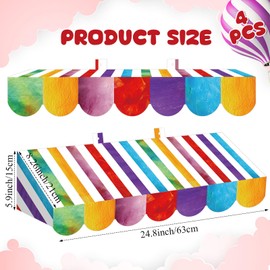 Tallew 4 Pcs 3D Circus Awning Wall Decoration Carnival Awning for Carnival Theme Party Classroom Decorations(Mixed Color and White)