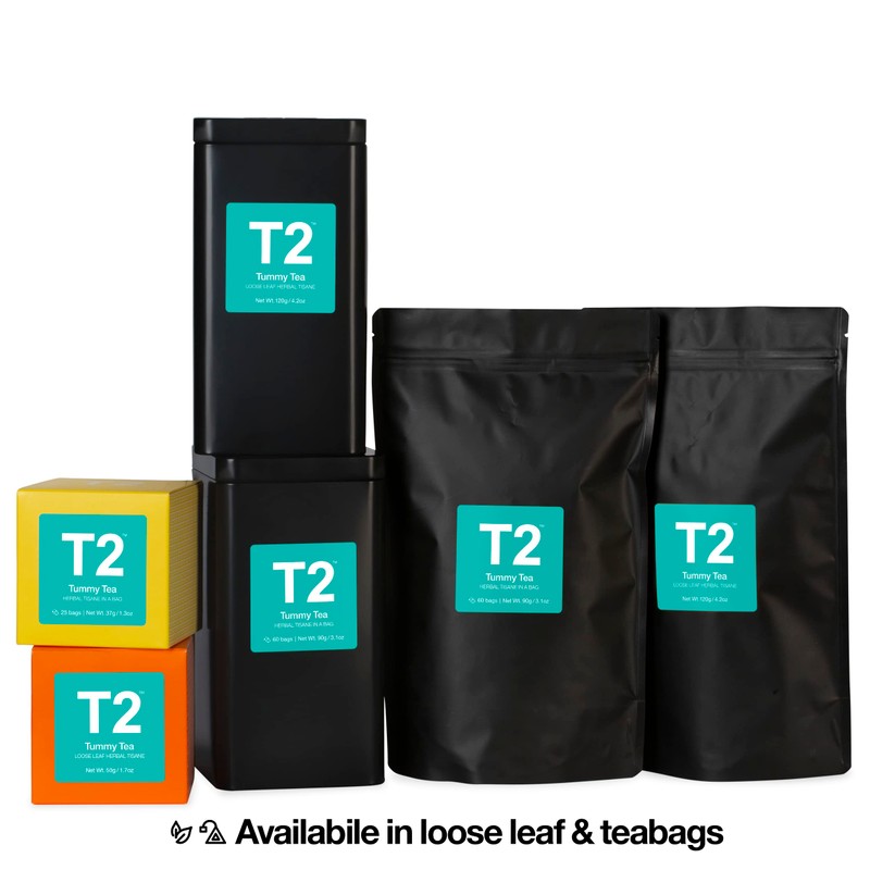 T2 Tea Tummy Tea Herbal Tea Bags in Box, 25-count