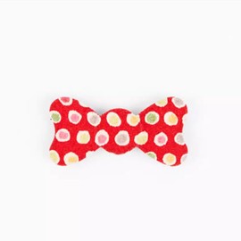 KAMIPITA Japanese Crepe Fabric Specification Small Ribbon,Hair clips and hairpins that leave no marks (2.36 * 1.18inches) (Dotted Red)