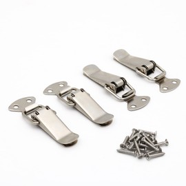 BERYLER Latch, Stainless Steel Spring Loaded Toggle Latch, Silver Catch Hasp Clamp Clip Lock with High Quality Stainless Steel Screws for Cabinet, Wooden Case, Box, Chest(4 Pack)