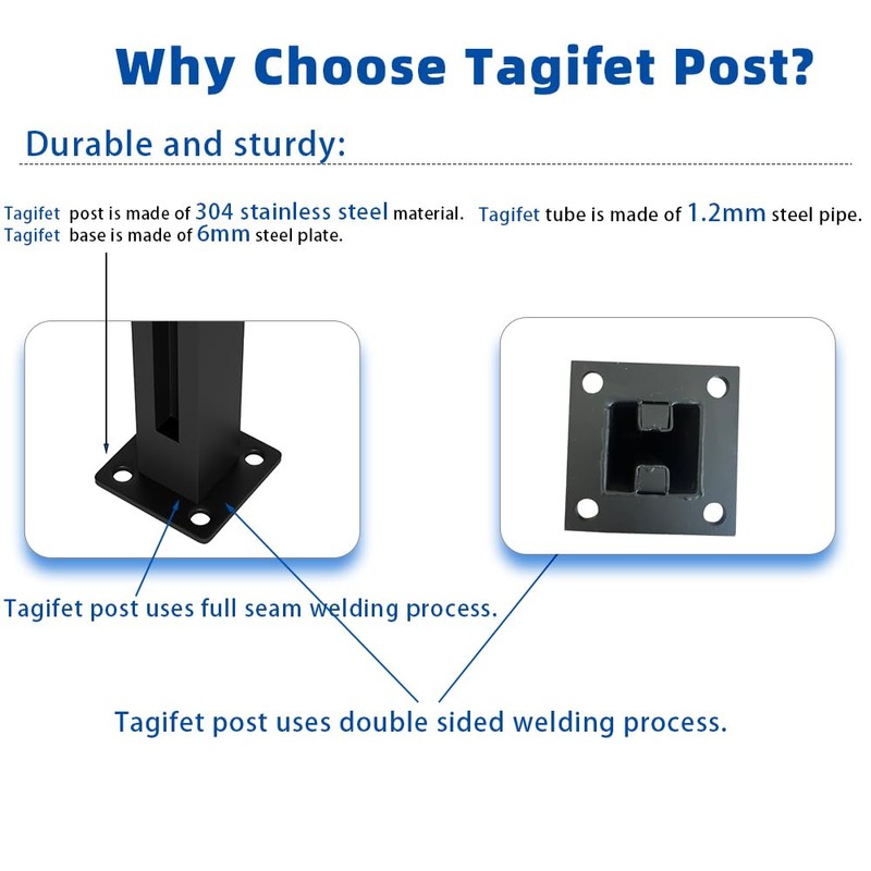 Tagifet Black Glass Railing Post,304 Stainless Steel Glass Railing Post: