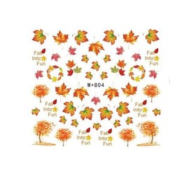 Generic Autumn Leaf Maple Pumpkin Fruit Thanksgiving Turkey Water Transfer Nail Sticker M804 Nail Wraps Stickers Manicure Supplies for Women Nails Full Long Lasting Easy Apply and Remove