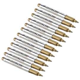 Fdit 12 Stück Acrylfarbe-Set, detaillierte, wasserdichte Metallic-Farbe zum Basteln in Gold und Silber Lackmarker für Reifen, Metall-Oberflächen, CD-Glas goldfarben