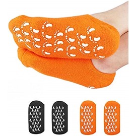 Premium Socks Moisturising Sock Gel Sock Soft Moisturising Gel Sock to Retain Moisture and Reduce Dryness Provide Hydration to Dry Crack Heel and Foot with Vital Oil and Vitamins (Orange)