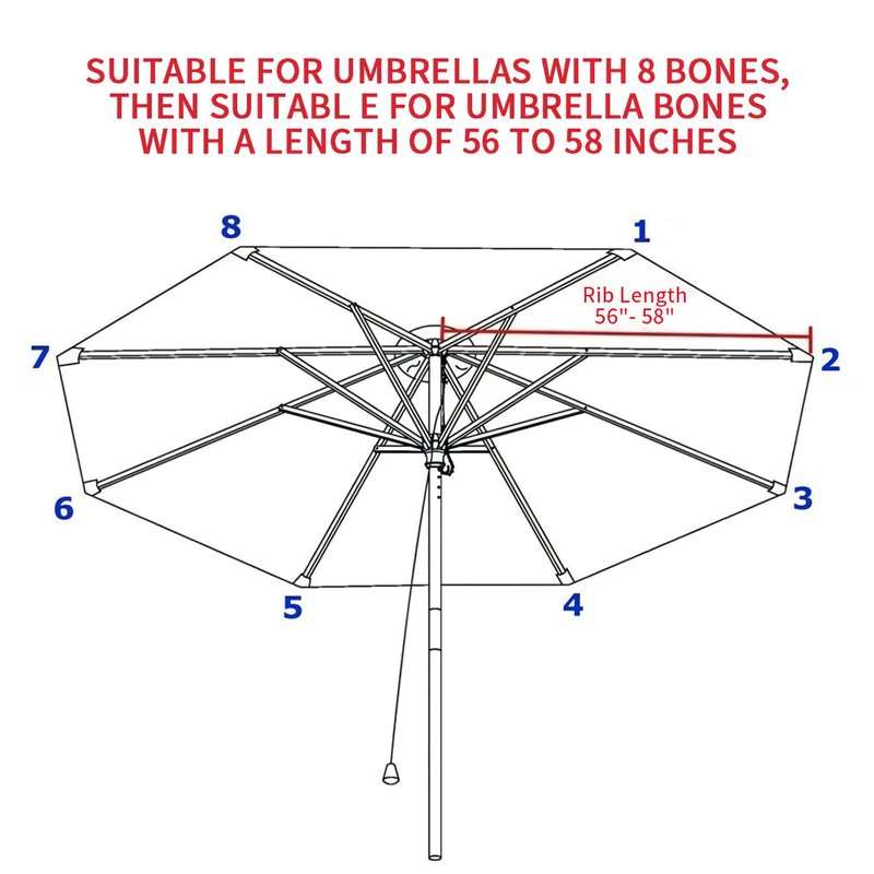 GLDDFDG 10ft 8 Ribs Patio Umbrella Canopy, Taupe, Heavy-Duty Polyester