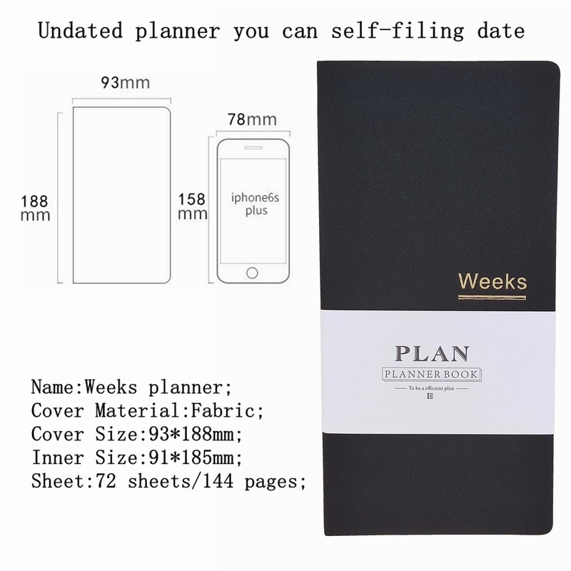 Pocket Monthly Weekly Planner Undated Weekly Planner 144 Pages Notebook