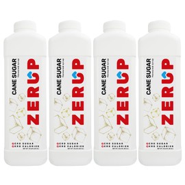 Zerup Zero Sugar Cane Sugar Syrup, Pure and Clean, Sugar-Free Syrup, Zero Calories and Sugar, Keto Friendly, Ideal for Tea, Coffee, Yogurt and more, Indulgent Taste 33.8 Oz (1L), Pack of 4