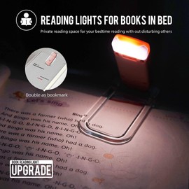 EGWASER Book Reading Light, Portable USB Rechargeable LED Clip on Book Lights for Reading in Bed, 3 Brightness Adjustable Dimmable Bookmark Light for Eye-Protection, Reading Lamp(Pink)