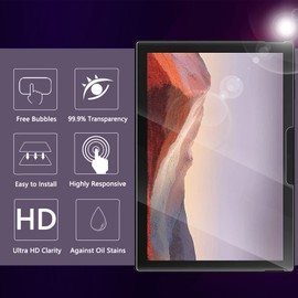 Orzero (2 unidades) Compatible con Surface Pro 7 (12.3 pulgadas), protector de visualización de vidrio templado, dureza 9 HD, cobertura completa antiarañazos (bordes de arco 2.5D) (reemplazo de por vida)