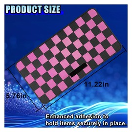 DUSCOKE Car Dashboard Non-Slip Mat, 11.22" x 5.76" Multi-Functional TPU Sticky Gripping Pad for Phone Keys Sunglasses GPS, Universal Adhesive Vehicle Dash Grid Mat for SUV RV Truck (Black/Pink)