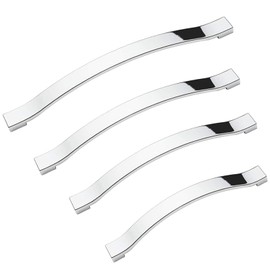 Decoranddecor Floria Bow-Style Polished Chrome Cabinet Handles – Kitchen Cupboard and Wardrobe Pulls for Drawers & Doors, Elegant Silver Furniture Handles - 224mm Hole Center, Polished Chrome
