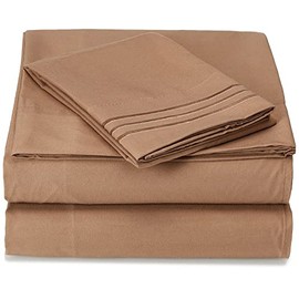Elegant Comfort 1500 Thread Count Wrinkle Resistant Egyptian Quality Ultra Soft Luxurious 3-Piece Bed Sheet Set, Twin, Taupe                          
