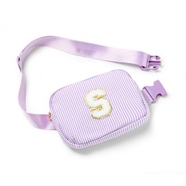 Boulder Bee Belt Bag with Initial Letter, Stylish Fanny Pack for Teenager Girls, Cute Trendy Stuff, Crossbody Bags, Birthday Gifts Bag, Christmas Gift(Purple, Letter S)