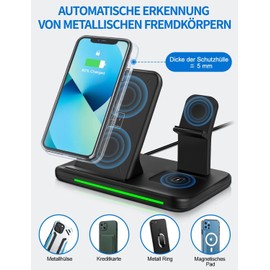 ZOVHYYA 4 in 1 Wireless Charger Induction Fast Charger with 18W QC 3.0 Adapter for Apple14/13/12/11/pro/Xs/XR i Watch Series E/6w/5, Headphone 3/2/1/Pro