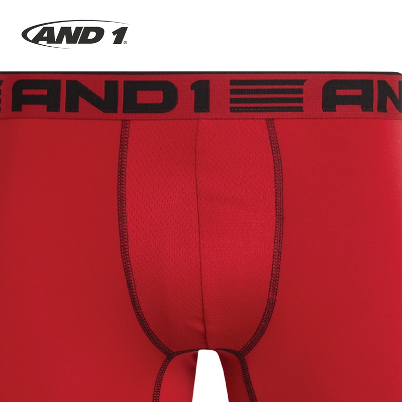 AND1 Mens Boxer Briefs - 6 Pack Platinum Performance Long