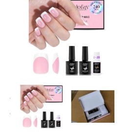 Jofay Fashion Press On French Tip Soft Gel Short Nails Kit  E2A
