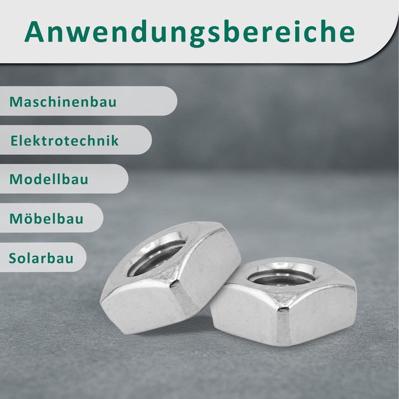 DSM Square Nuts M8 According to DIN 557, Regular Shape,