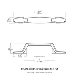 Brainerd P50122V-AB-C7 3-Inch Decorative Spoon Foot Cabinet Hardware Handle Pull