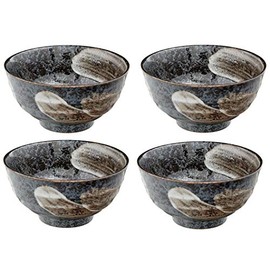 Set of 4 Japanese soup bowls TENMOKU Japanese soup bowl stoneware diameter 17 cm, height 8.6 cm