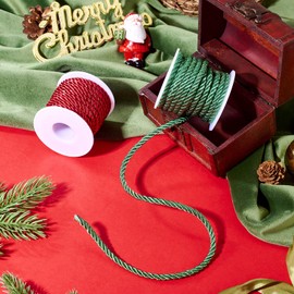 Crafans 5 mm Polyester Twisted Cords 3Ply Shinny Polyester Ropes Decorative Twine Cords Christmas Cord Sets for Hanging Decoration Curtains Tieback Bag Drawstrings