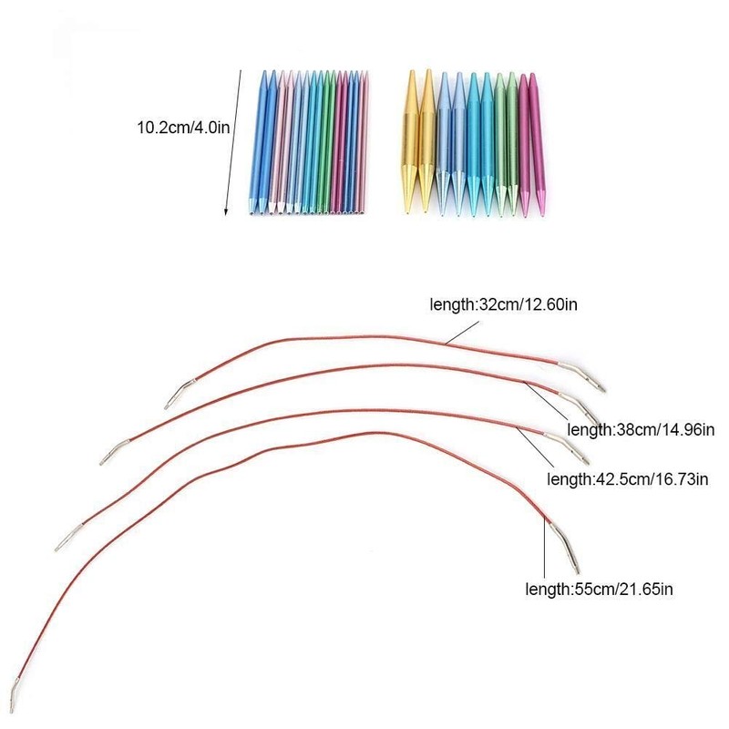 KSTE Interchangeable Circular Knitting Needles, 1 Set Interchangeable Circular Knitting