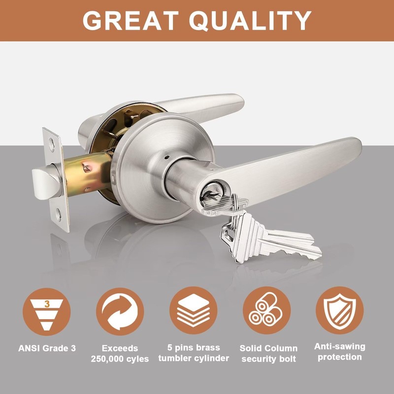 Probrico (5 Pack Keyed Entry Door Lever Lock for Exterior