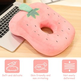 JOAASU Soft Nap Pillow Pink, 26 x 32 cm Desk Cushion Plush, Doughnut Cushion Piercing Cushion, Desk Nap Cushion, Soft Nap Pillow for Women, Girls, Children (Strawberry)