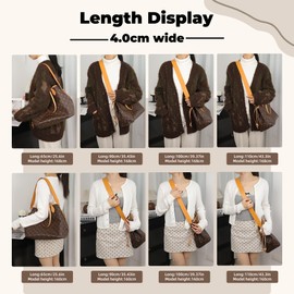 XYJG Vachetta Leather Strap for LV-Neverfull-bag,Double Sided Usable Cowhide Crossbody Purse Strap for Handbag 【1.6inch wide 35.4inch long, Beeswax】