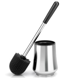 Toilet Brush, Toilet Brush and Holder Premium Stainless Steel Toilet Bowl Brush with Durable Bristles Modern Holder Toilet Scrubber Toilet Brush Set for Bathroom Cleaning