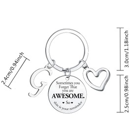 Sometimes You Forget You're Awesome Letter A-Z Keyring Encouragement Initial Alphabet Keychain Inspirational Keychain Gifts (Letter G Keychain)