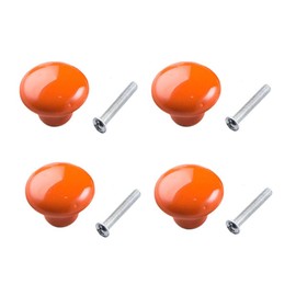 VIPERMARK 4 Pack Orange Ceramic Knobs - Round Colored Drawer Handles for Kitchen Cabinets, Dresser & Wardrobe Door Hardware (Set of 4)