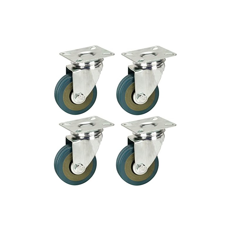 50mm Non Marking Grey Hard Rubber Castors - Top Plate