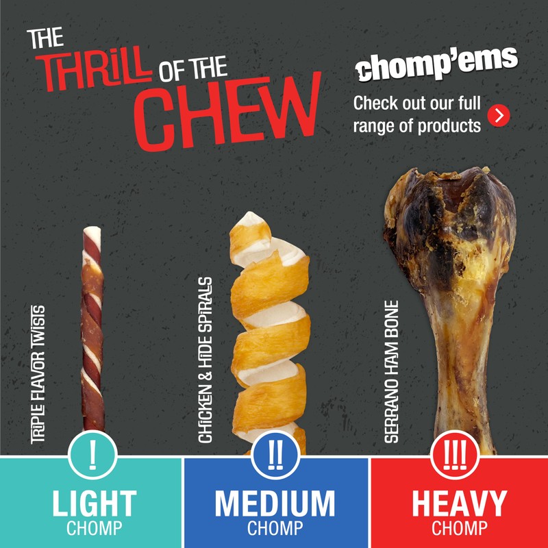 CHOMP 'EMS Five Flavor Kabobs Dog Treats - Beefhide Chewstick