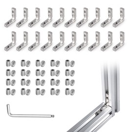 20 Sets Silver 2020 Interior Corner Connector Kit – L-Shape Inside Brackets, M5 Hex Socket Set Screws, Ball-End Hex Wrench – for 20 Series Aluminum Extrusion, 6mm T-Slot Extruded Aluminum Accessories