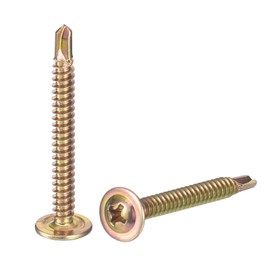 sourcing map 50Pcs #8x1-1/2" Phillips Head Self Tapping Screws, Carbon Steel Self Drilling Flat Head High-Strength Quick Tapping Screws Wood Screw for Wood, Metal, Plastic, Color Zinc