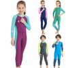 Girls Color Block One Piece Swimsuit Kids Long Sleeve Rash