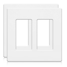 2-Gang Screwless Wall Plate Double Decorator Outlet Covers for electrical outlets,light switch,Hidden Screw Face Plates Size 4.72”x4.64” (2-Pack)