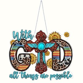 YURROAD 5D Diamond Painting Kits Hanging Pendant with Chain for Beginners DIY Crystal Gem Art Suncatcher Diamond Art Hanging Signs for Window Home Wall Room Decor Diamond Art with Instruction