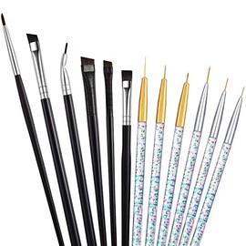 12 Piezas Set de Brochas de Delineador de Ojos, Pincel Delineador de Ojos en Gel de Maquillaje en Ángulo Fino Inclinado de Línea Fina Doblada Pincel Redondo Puntiagudo Delineador de Ojos en Ángulo
